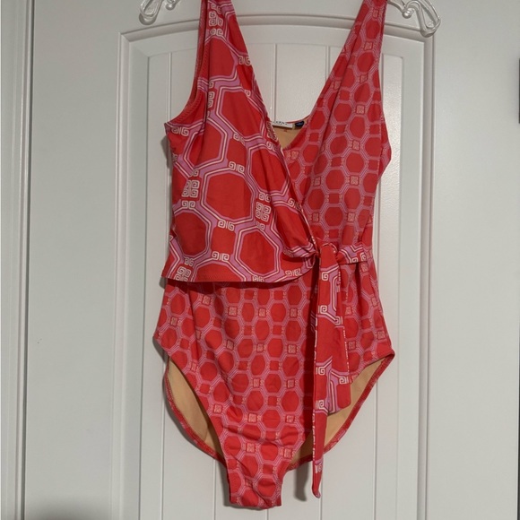 Cabana Life Red Geometric One Piece Swimsuit - Picture 1 of 5
